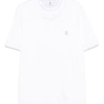 T-shirt con logo a girocollo in bianco Brunello cucinelli - uomo 