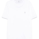 T-shirt con logo a girocollo in bianco Brunello cucinelli - uomo 