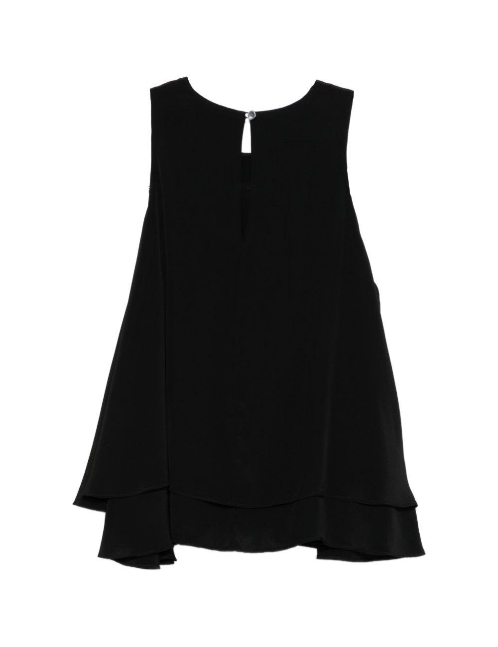 Top con ruchesi in nero 