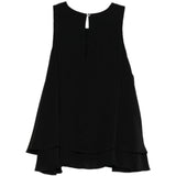 Top con ruchesi in nero 
