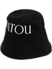 Cappello bucket con stampa in nero - donna