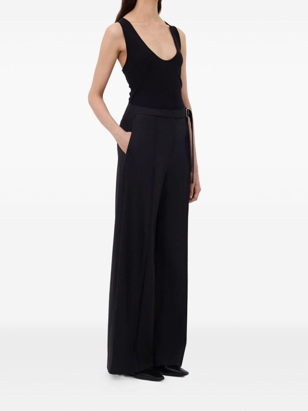 Pantaloni a gamba ampia con fibbia in nero LouLou De Saison - donna 