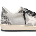 Sneakers ball star con glitter in argento 