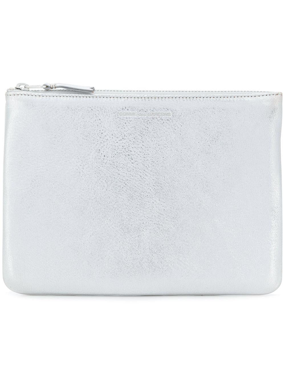 Portafoglio in pelle con logo goffrato in grigio Comme des garcons wallet - unisex 