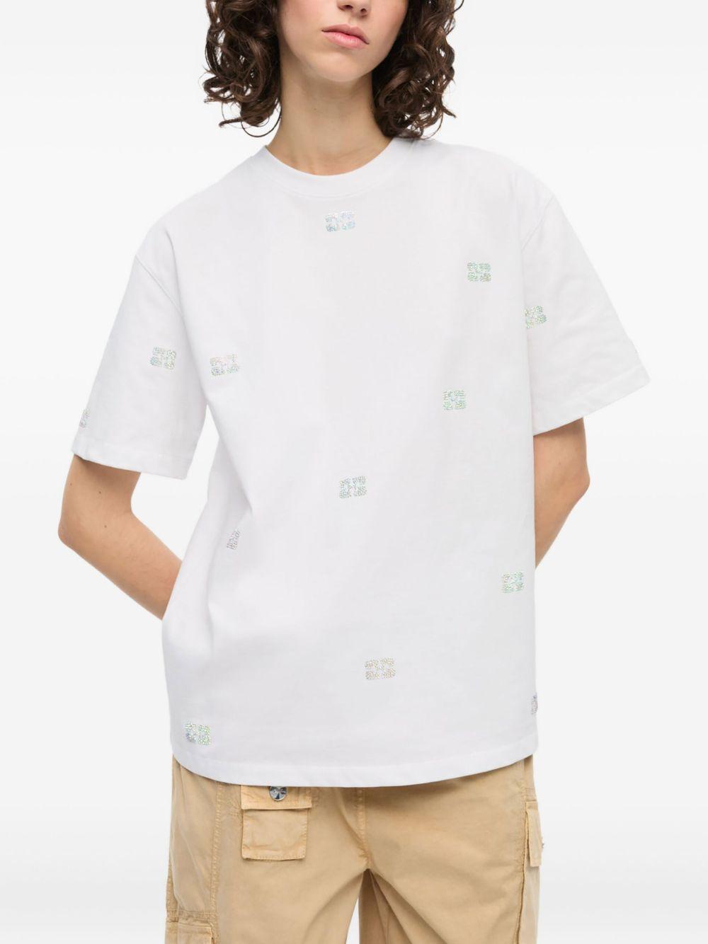 T-shirt con decorazioni di strass in bianco Ganni - donna 