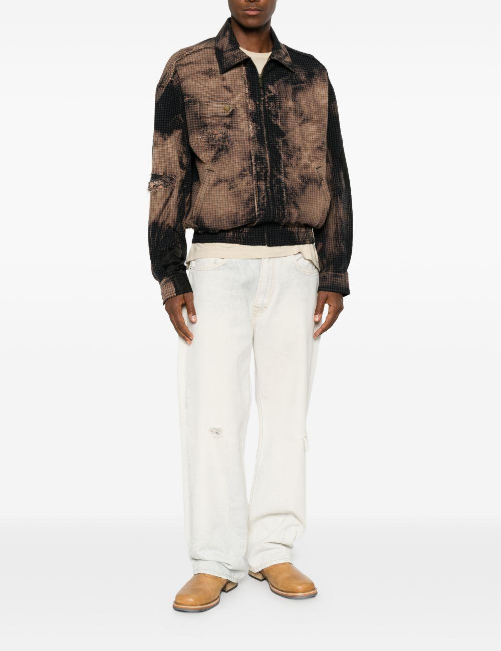 Giacca tie-dye con effetto vissuto in nero e kaki Feng chen wang - uomo 