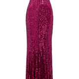 Abito lungo con paillettes black flower in viola Jenny packham - donna 