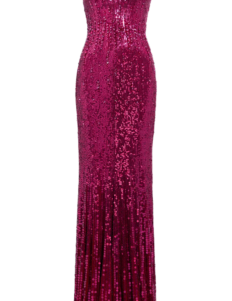 Abito lungo con paillettes black flower in viola Jenny packham - donna 