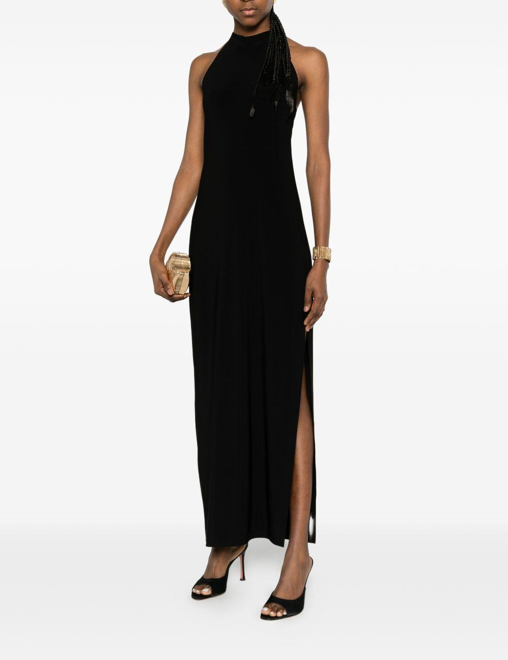 ABITO LUNGO SCOLLO HALTER IN NERO NORMA KAMALI - DONNA 