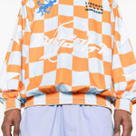 Felpa con stampa grafica in arancione - uomo 