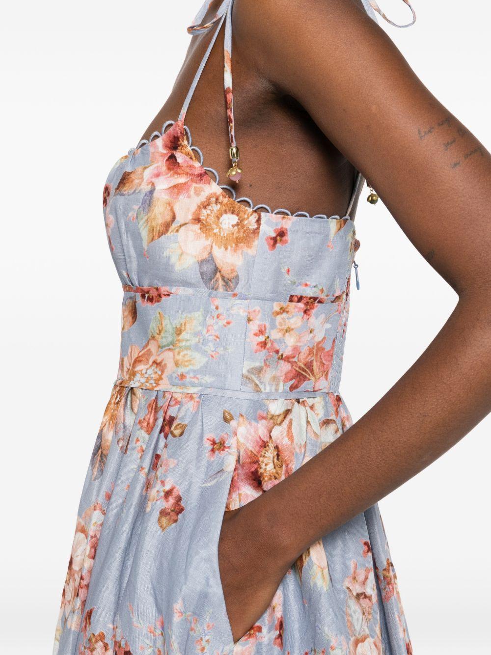 Abito midi Awaken Picnic a fiori in azzurro Zimmermann - donna 