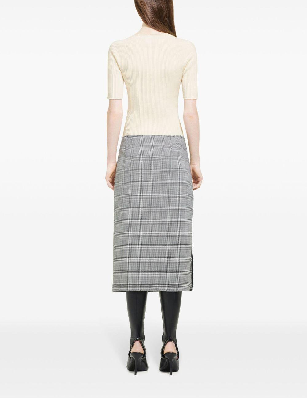Gonna midi Principe di Galles in bianco e nero Courrèges - donna 