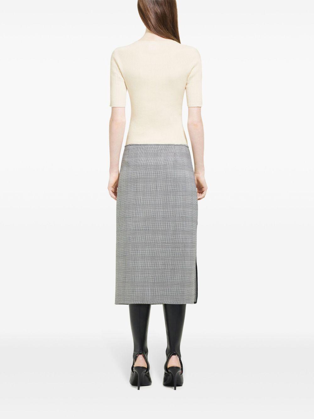 Gonna midi Principe di Galles in bianco e nero Courrèges - donna 