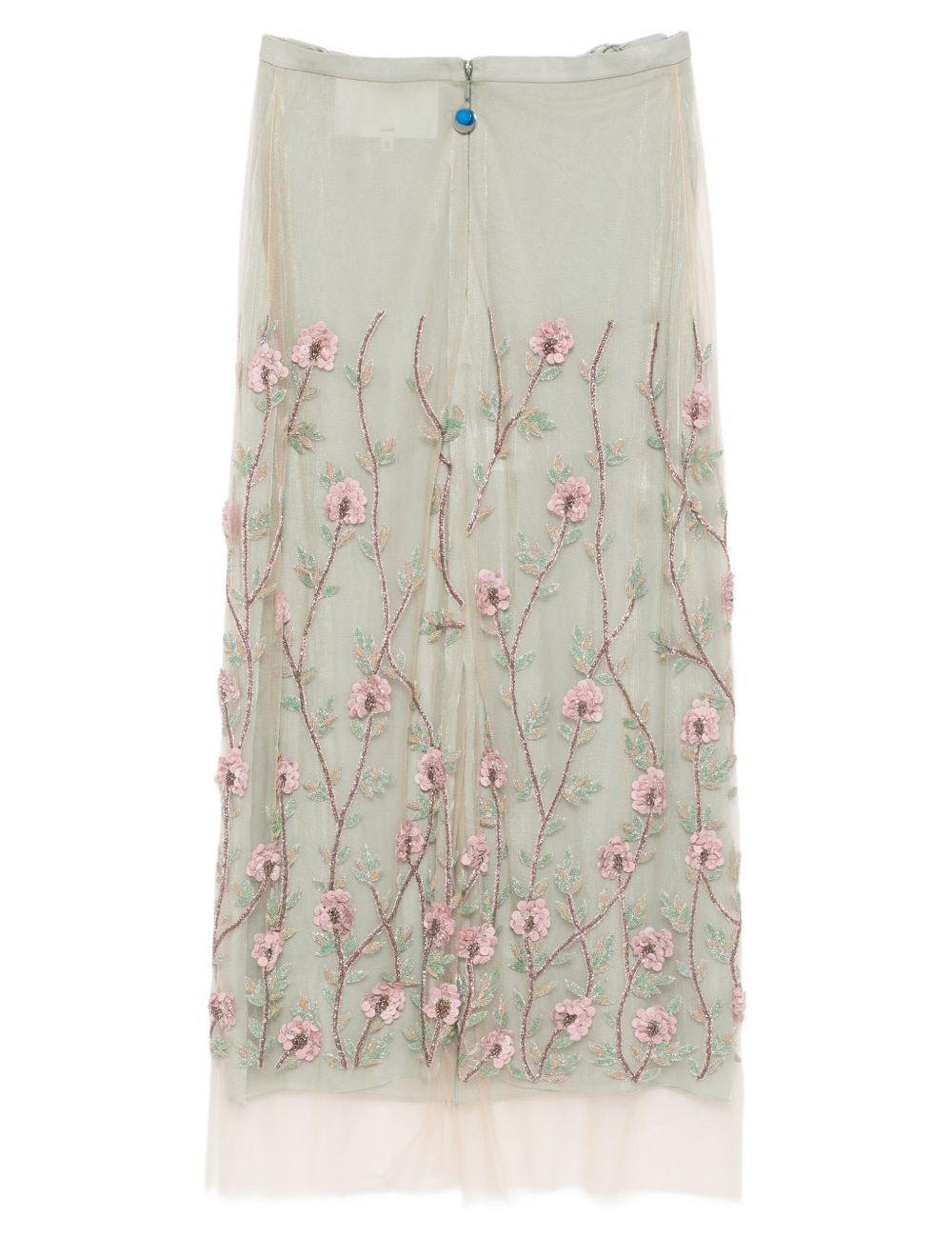 Gonna midi con ricamo a fiori in verde Costarellos - donna 