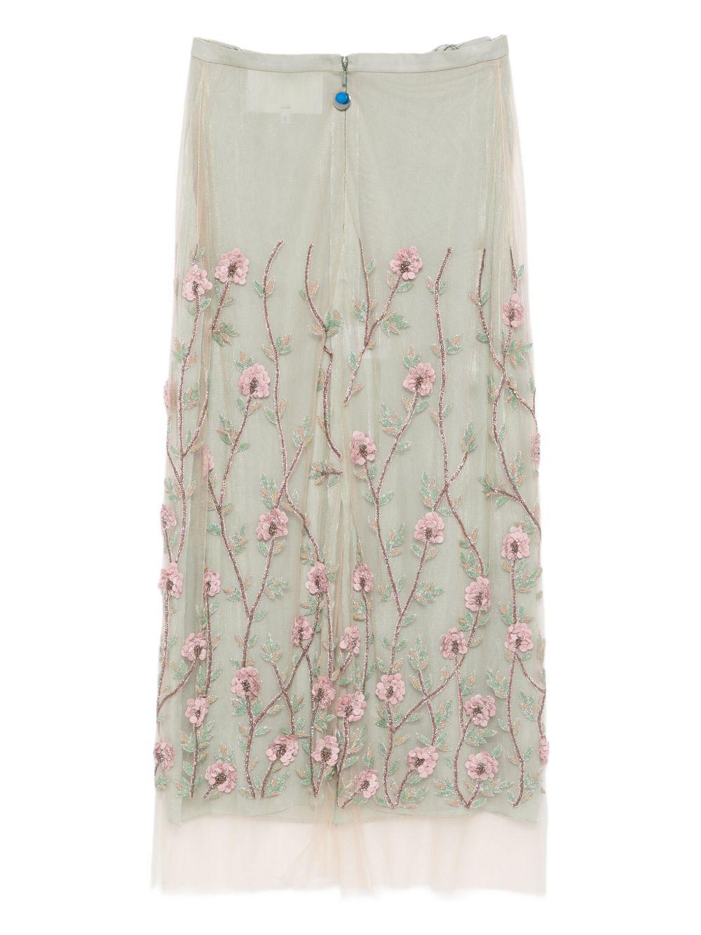 Gonna midi con ricamo a fiori in verde Costarellos - donna 
