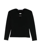 Maglione con scollo a v e targa con logo in nero Alexander wang - donna 