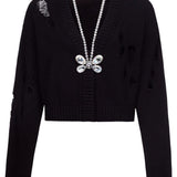 Cardigan con decorazione in cristalli in nero Area - donna 