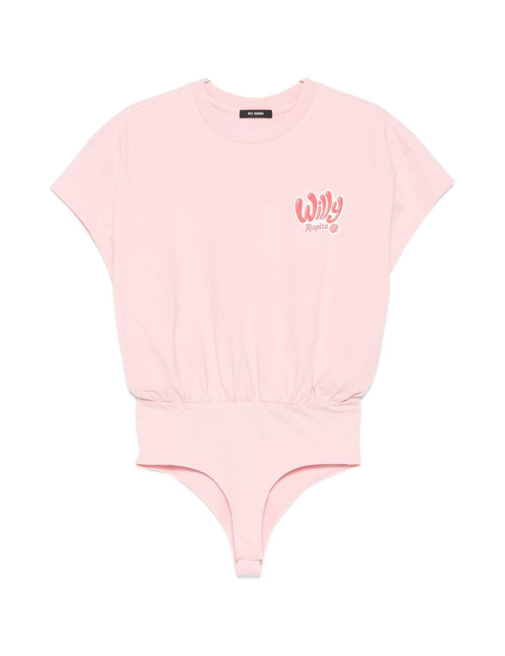 Body con stampa logo in rosa Willy chavarria - donna 