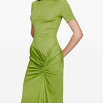 Abito lungo con collo alto e ruches in verde lime Christopher esber - donna 