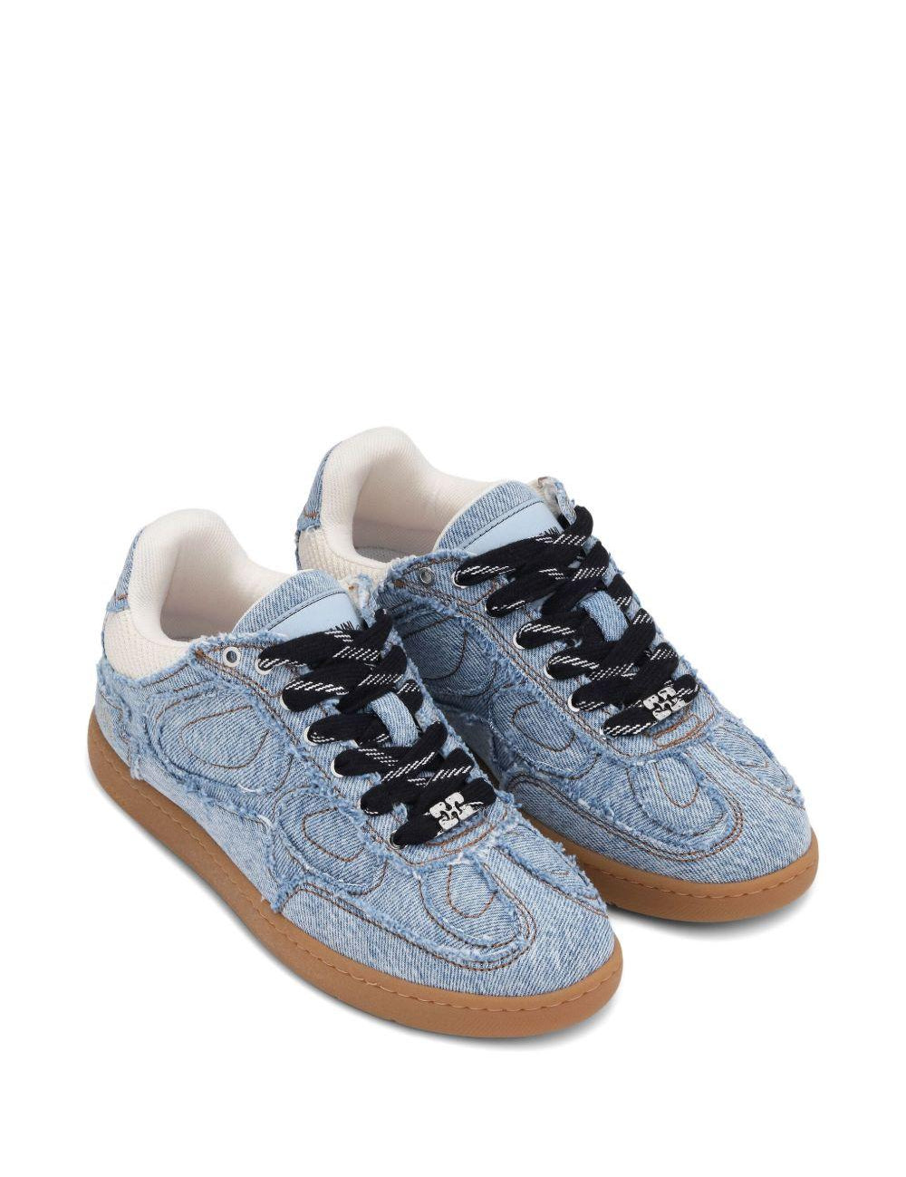 Sneakers con design a inserti in blu 