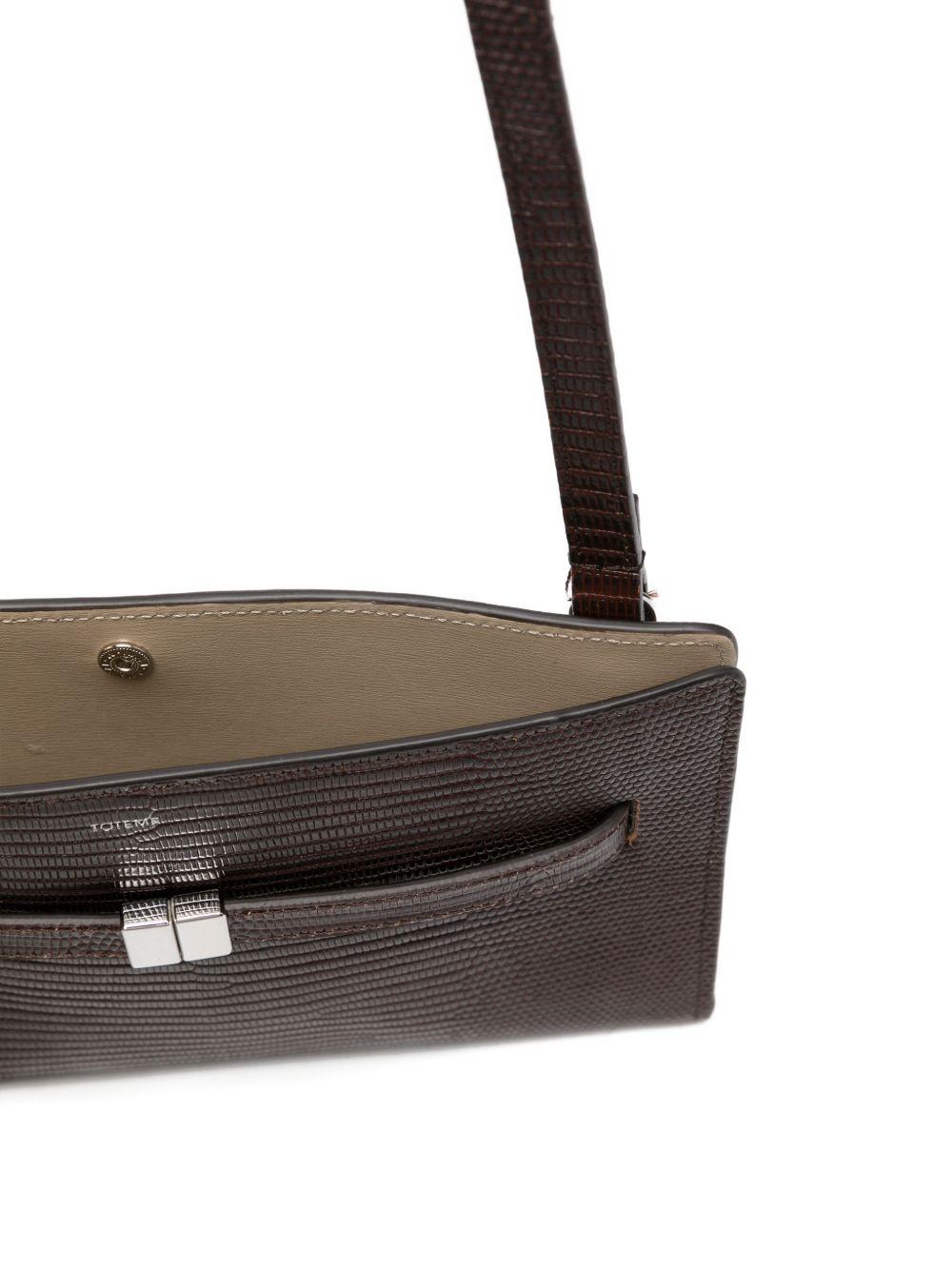 Borsa T-Lock a tracolla in pelle in marrone 
