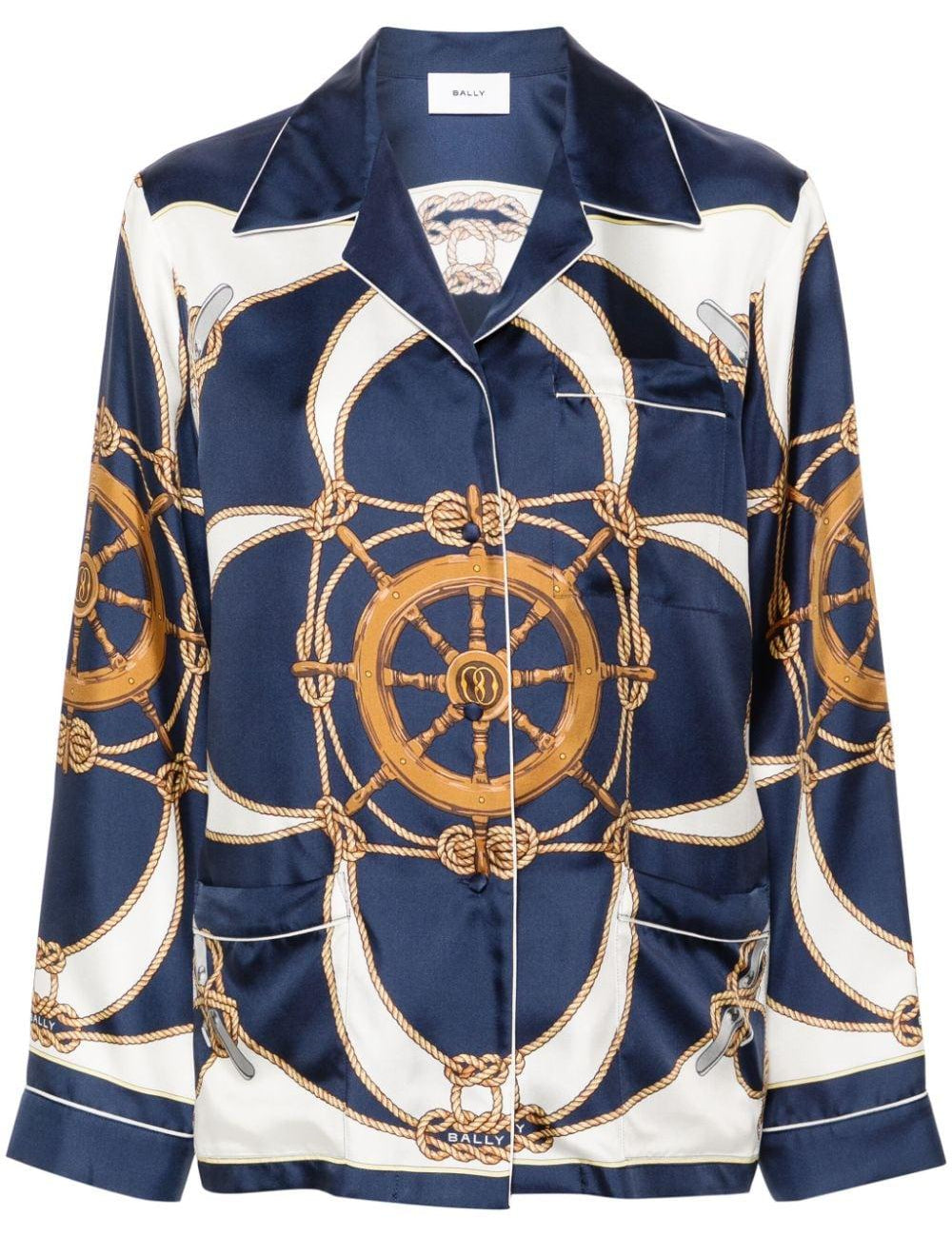Camicia con stampa grafica in seta multicolore Bally - donna 