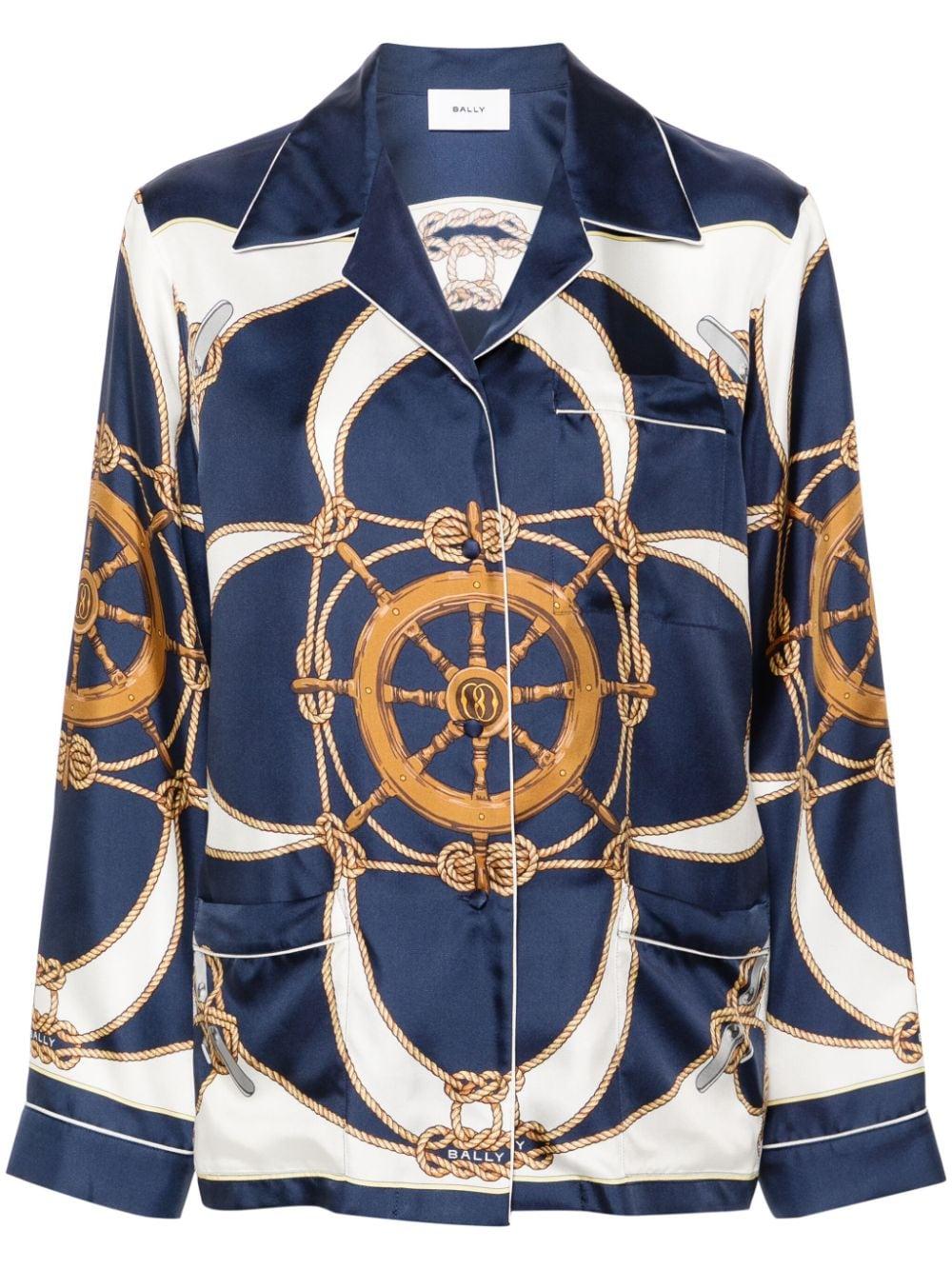 Camicia con stampa grafica in seta multicolore Bally - donna 
