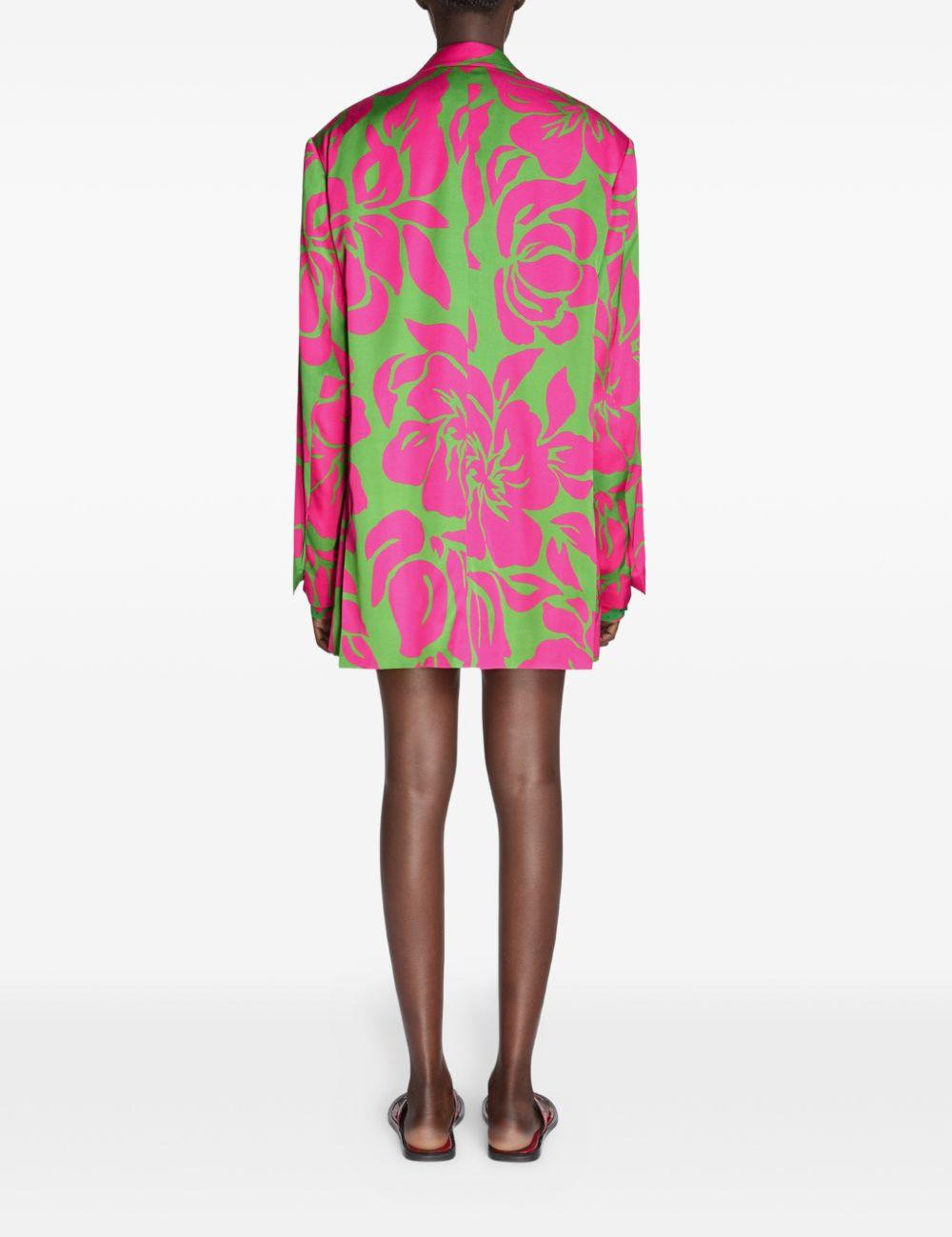 Blazer con stampa floreale bliss in verde e rosa Dries van noten - donna 