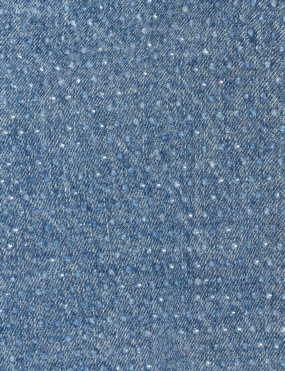 Top crop in denim con cristalli in blu Self-portrait - donna 