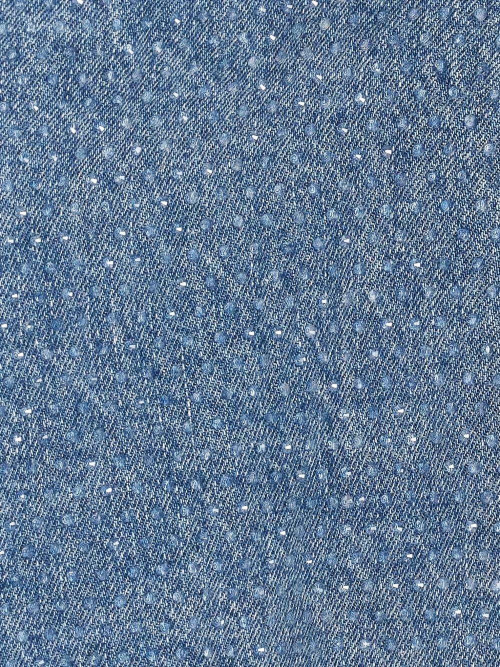 Top crop in denim con cristalli in blu Self-portrait - donna 