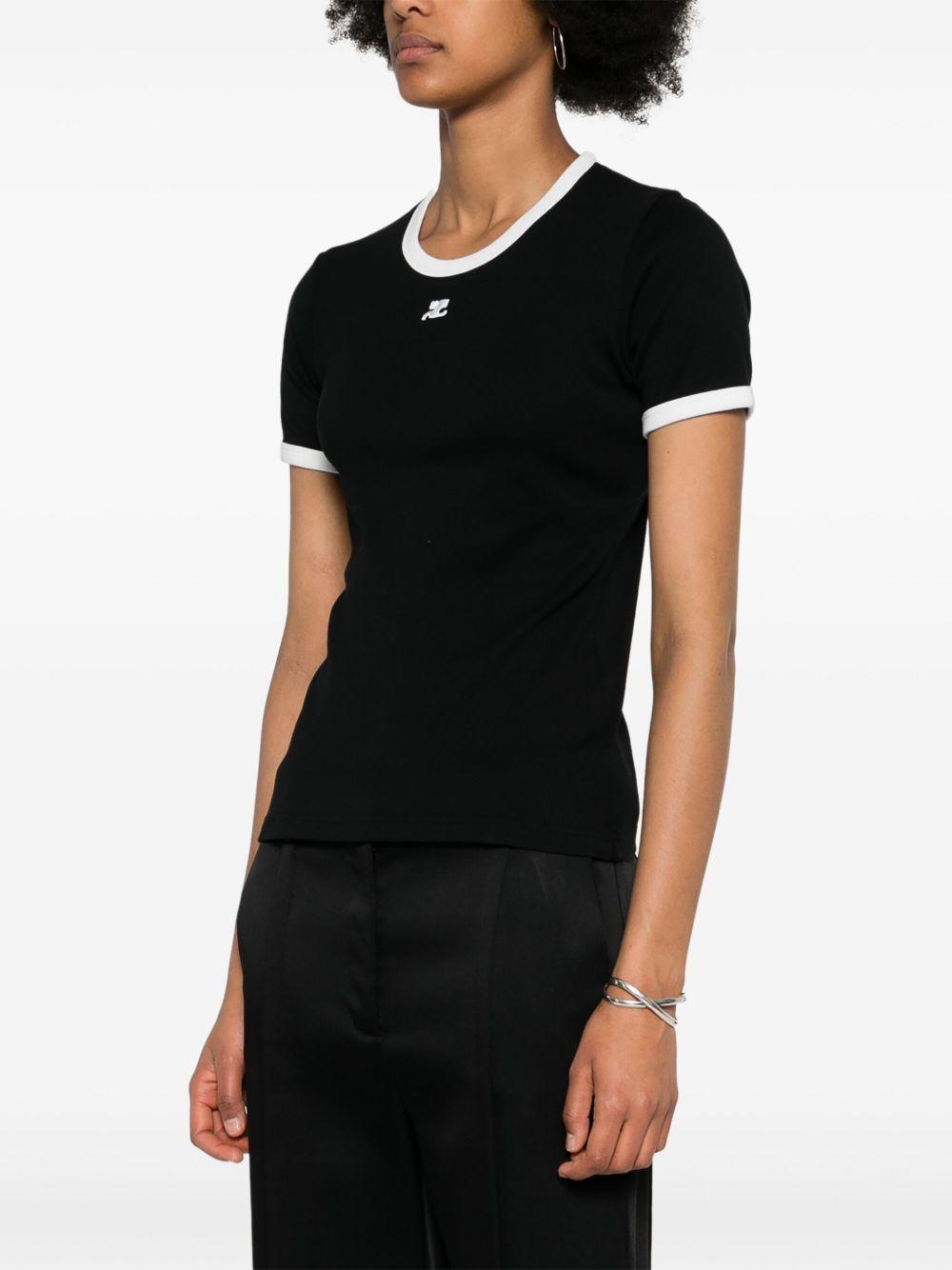 T-shirt con applicazione in nero Courrèges - donna 