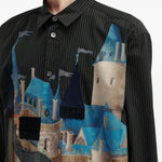 Camicia con stampa grafica in nero Khoki - uomo 