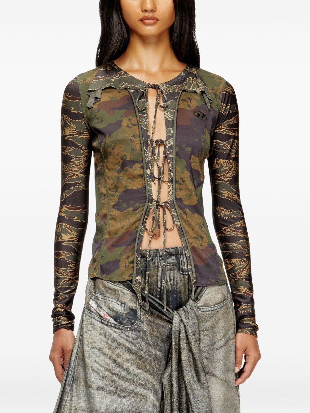 Top T-afry in verde Diesel - donna 
