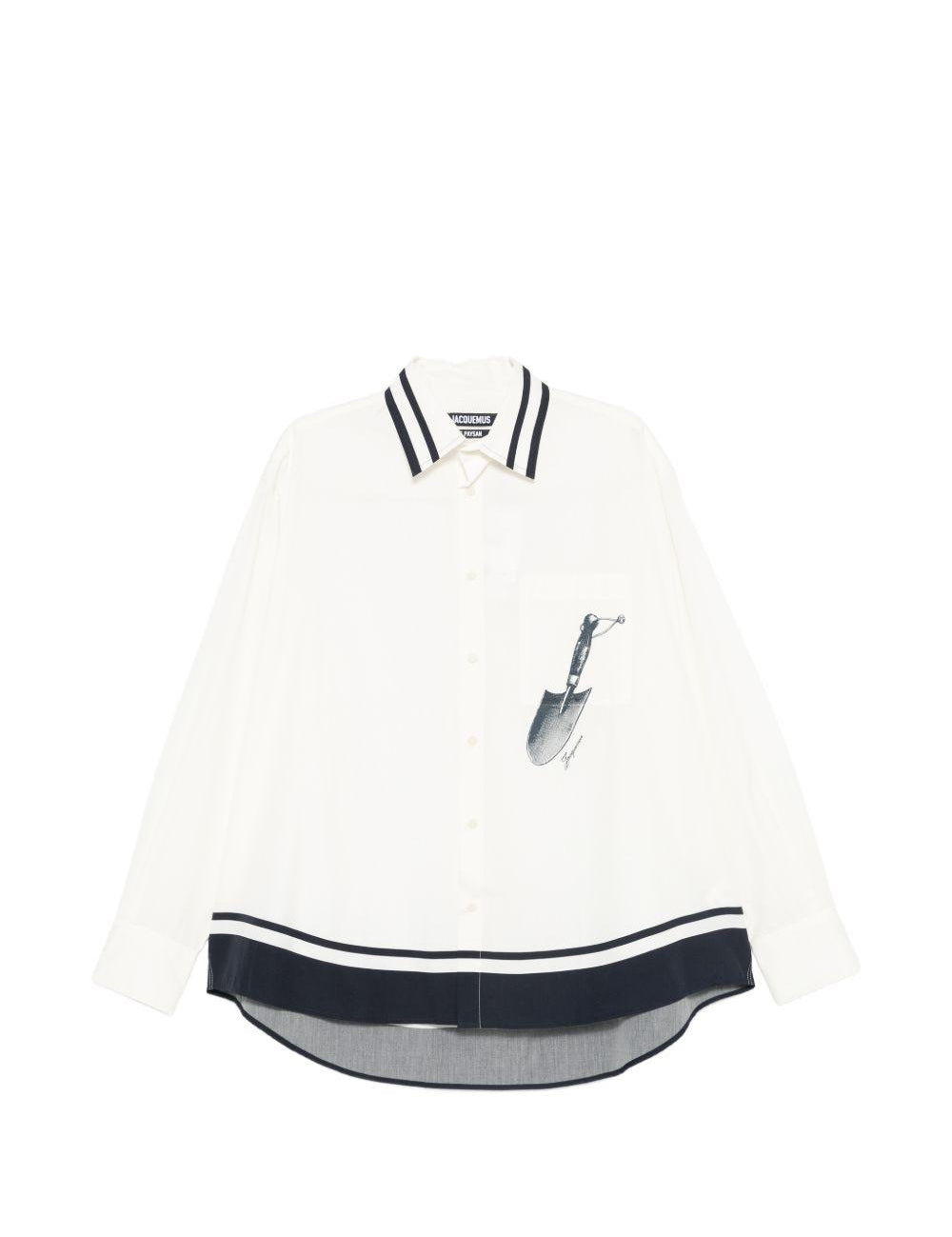 Camicia con stampa la chemise camargue in bianco e blu Jacquemus - uomo 