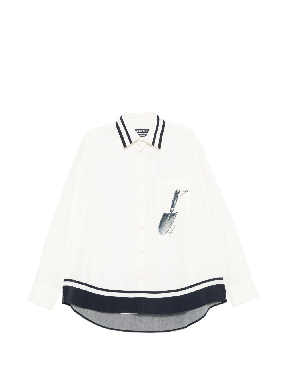Camicia con stampa la chemise camargue in bianco e blu Jacquemus - uomo 