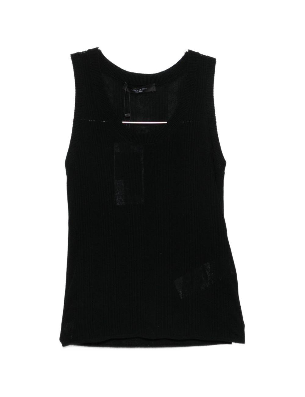Top a coste con scollo rotondo in nero Maxmara weekend - donna 
