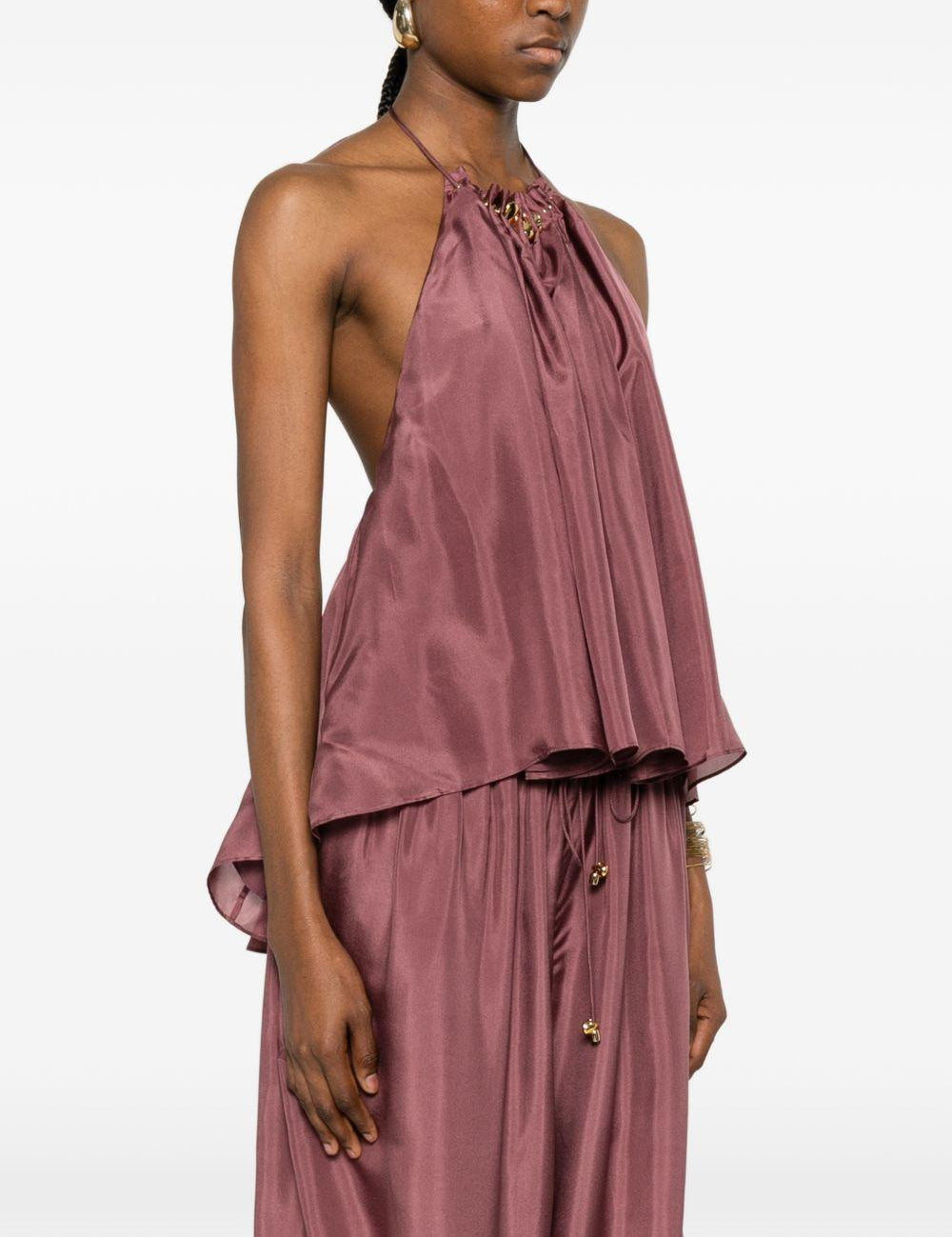 Top con arricciatura e decorazioni di perline aster in viola Zimmermann - donna 