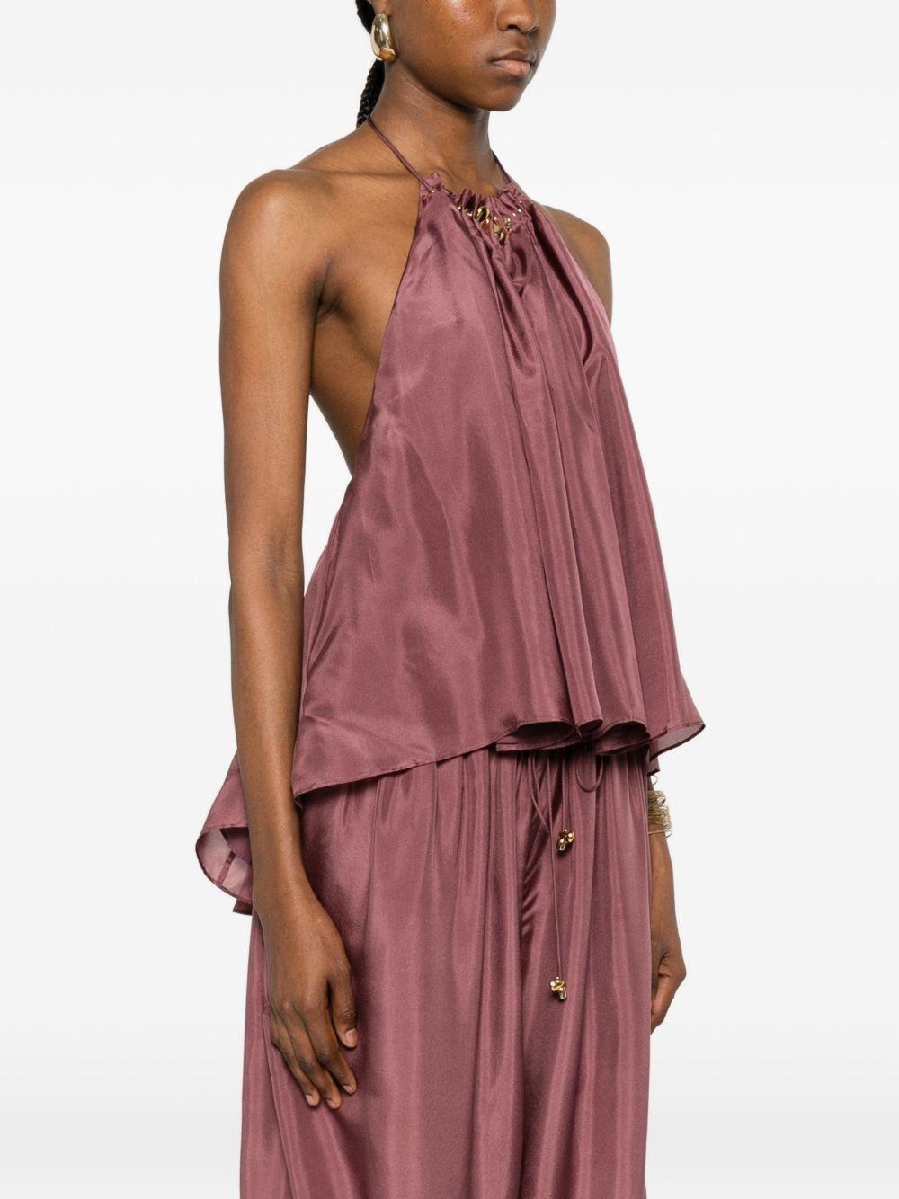 Top con arricciatura e decorazioni di perline aster in viola Zimmermann - donna 