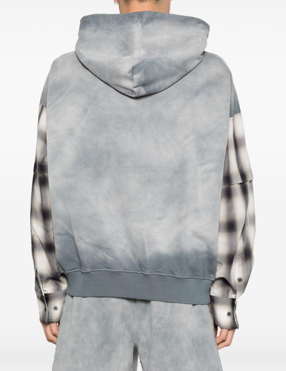 Felpa con maniche a quadri in grigio Feng chen wang - uomo 