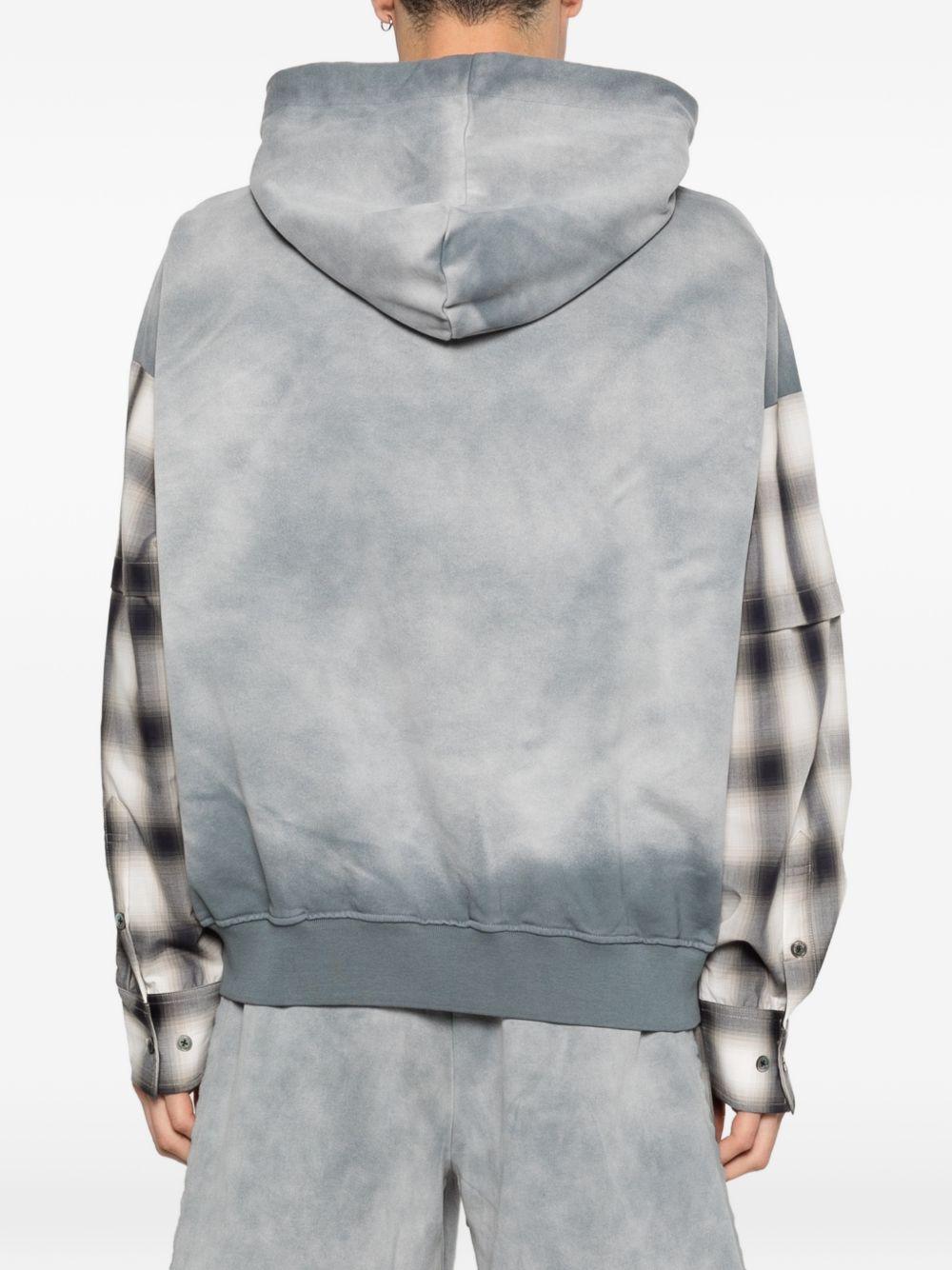 Felpa con maniche a quadri in grigio Feng chen wang - uomo 