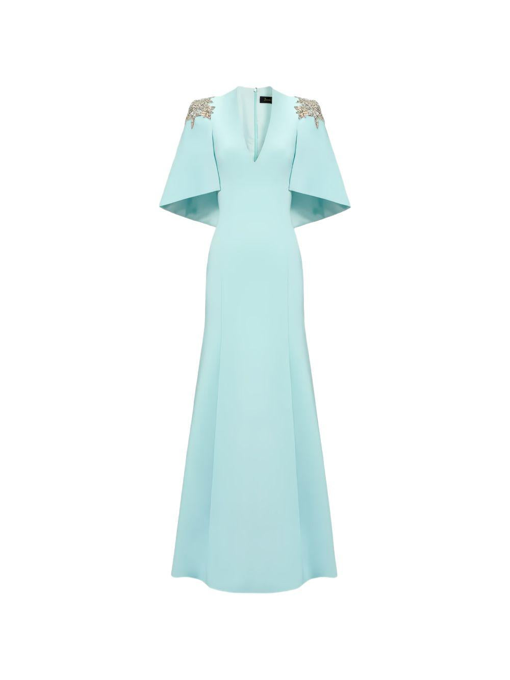 Abito lungo star shower con cristalli in celeste Jenny packham - donna 
