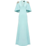 Abito lungo star shower con cristalli in celeste Jenny packham - donna 