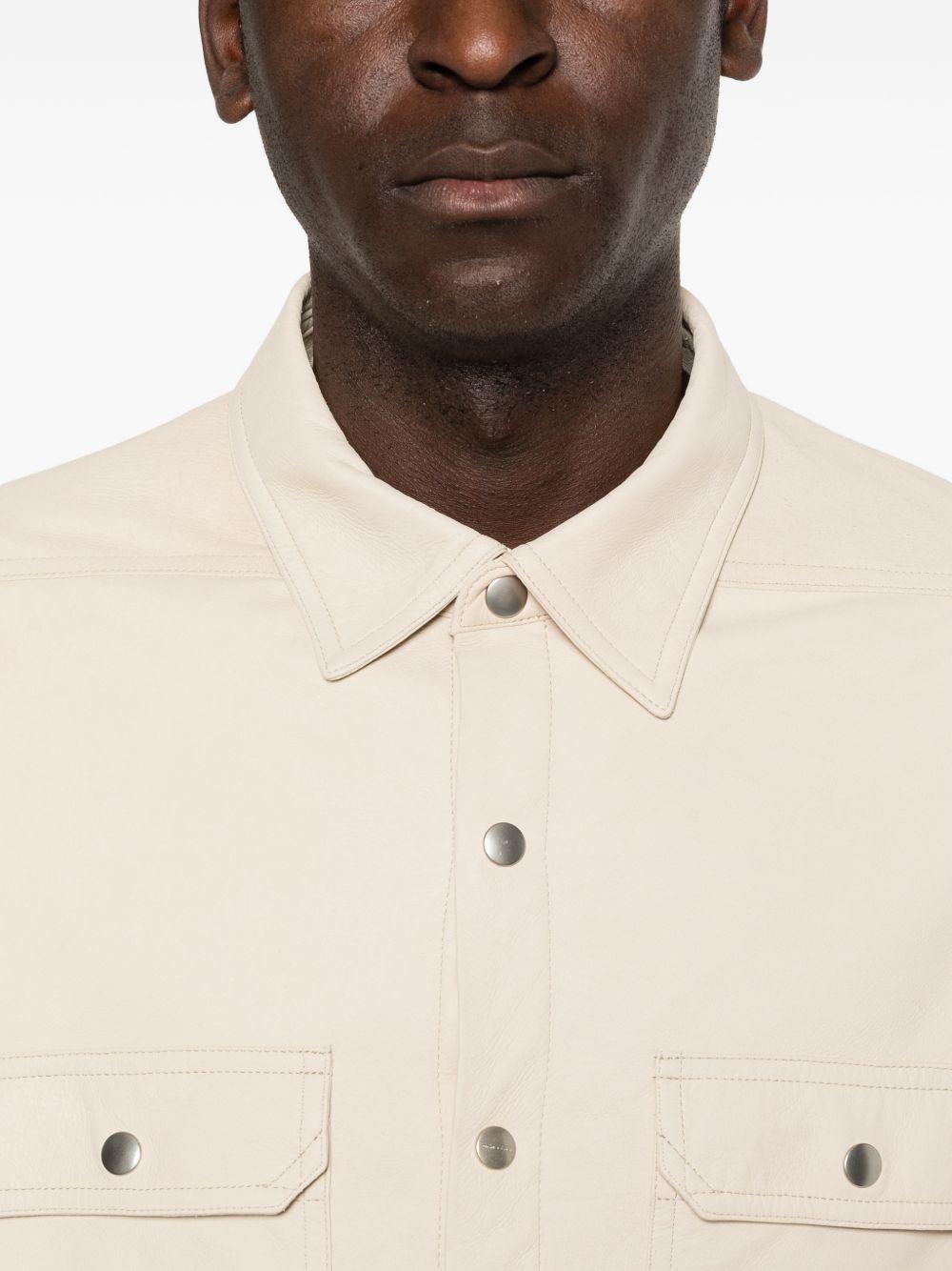 Giacca camicia con bottoni in pelle avorio Rick Owens - uomo 