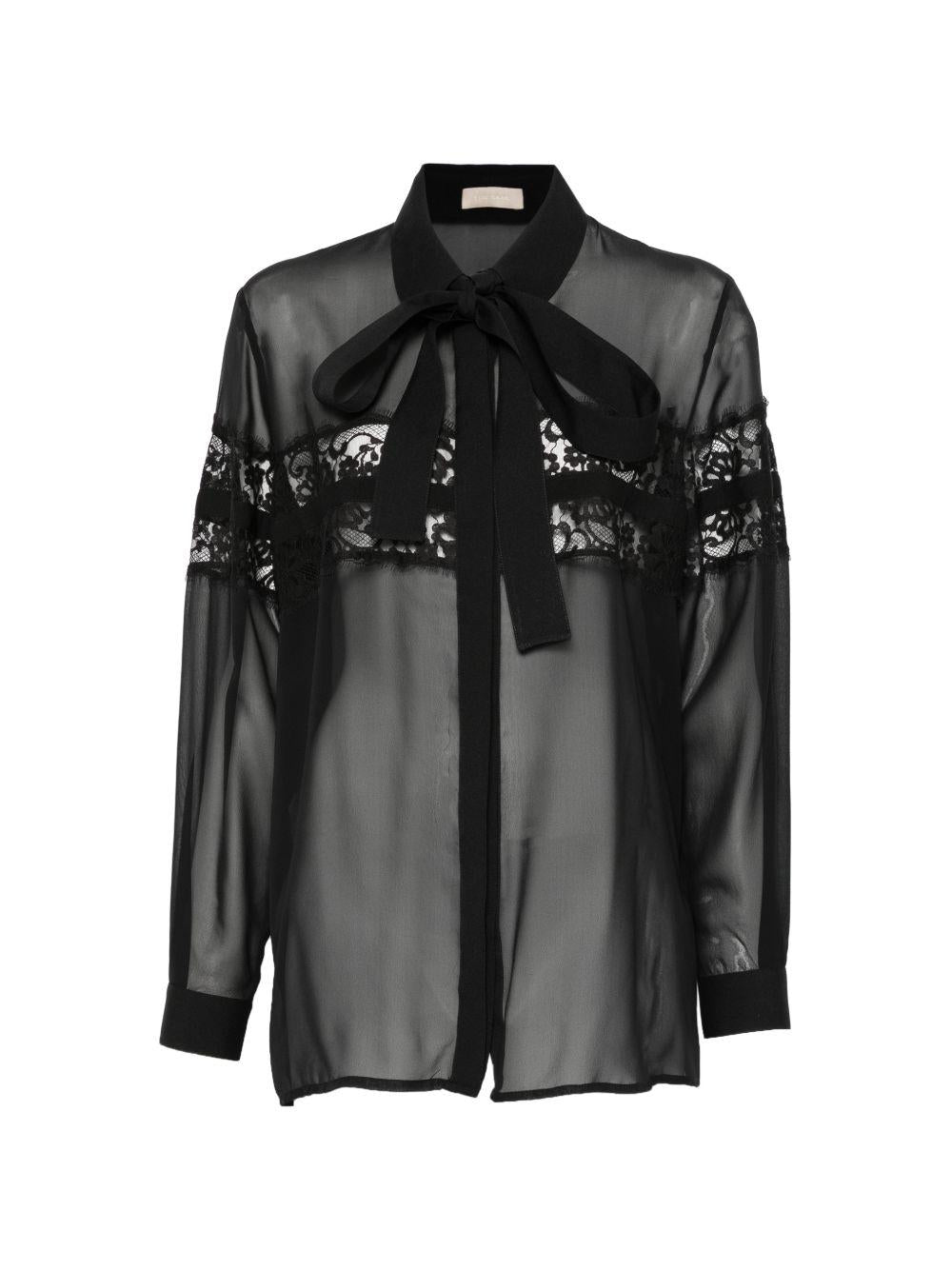 Black lace bow shirt Elie Saab - donna 