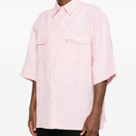 Camicia a maniche corte con tasca a patta in Corcoran in rosa Willy chavarria - uomo 