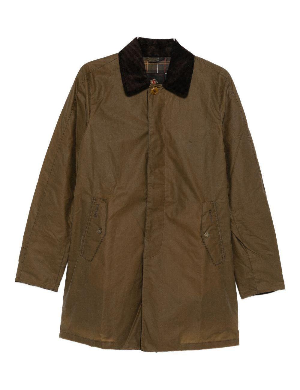 Cappotto in cotone cerato in marrone  <BR/><BR/><BR/> 