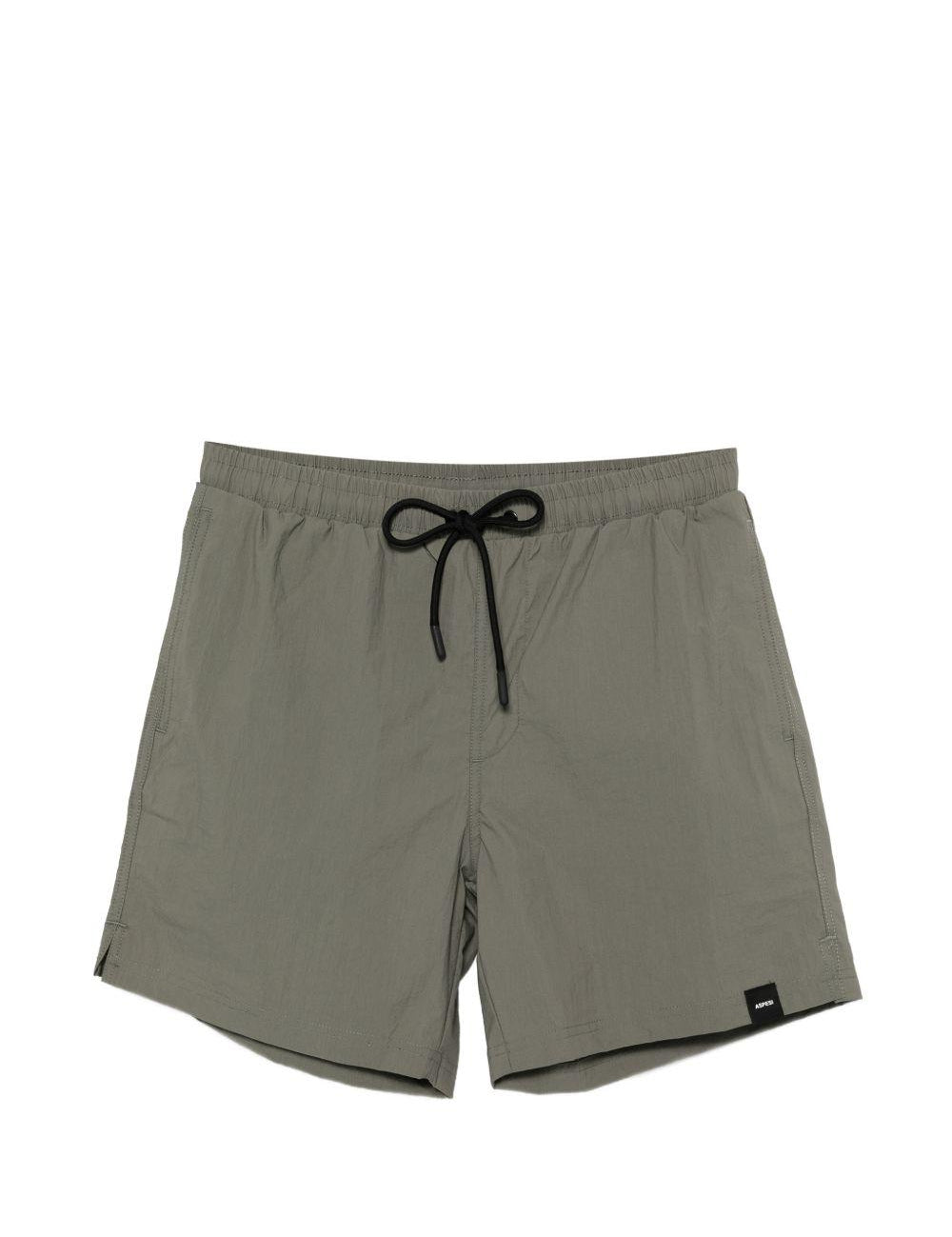 Costume da bagno con coulisse in vita e patch con logo in grigio Aspesi - uomo 