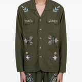 Camicia ricamata con tasca in verde Baziszt - uomo 