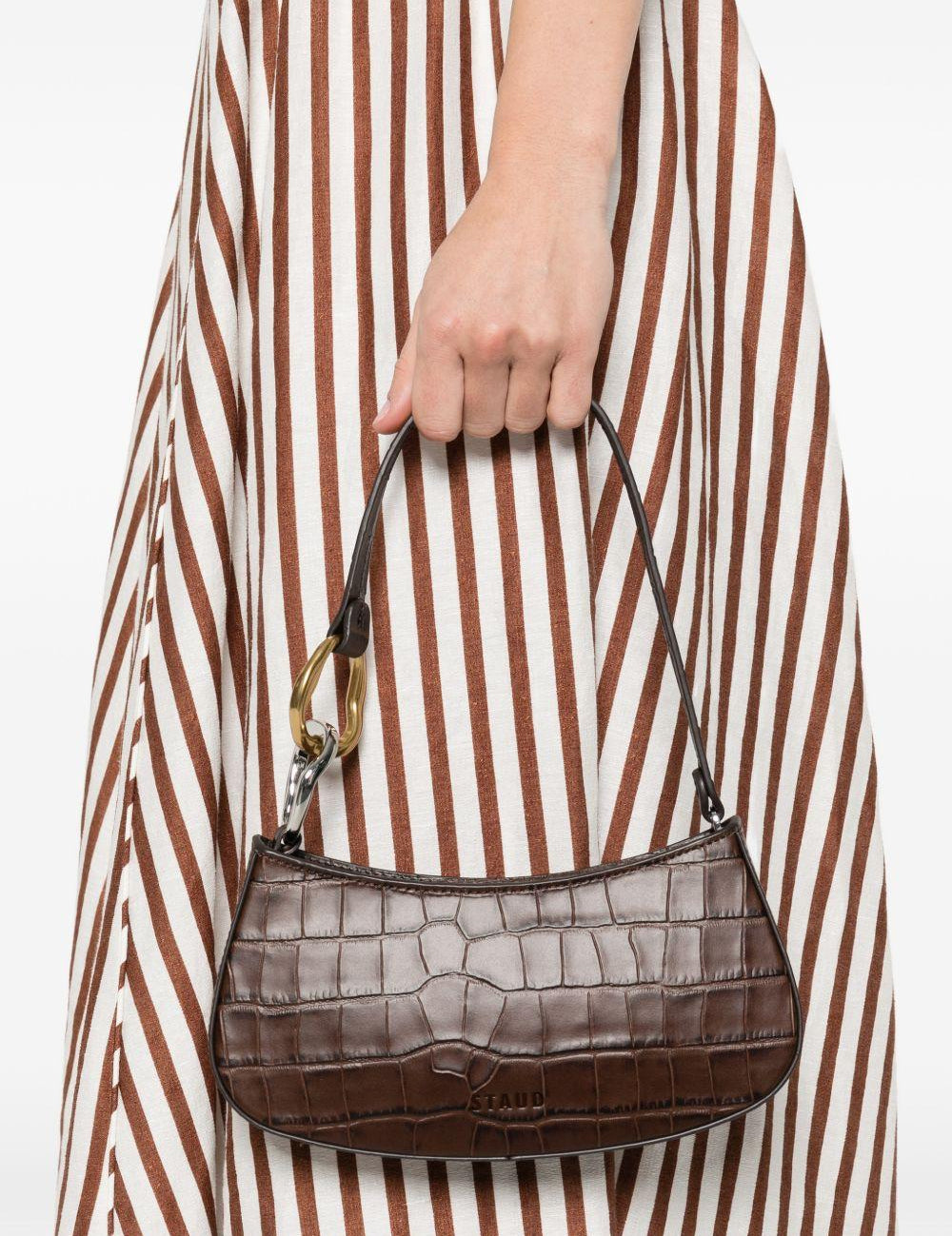 Borsa a spalla Ollie in stampa cocco marrone Staud - donna 