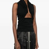 Top in jersey drappeggiato in nero Rick owens - donna 